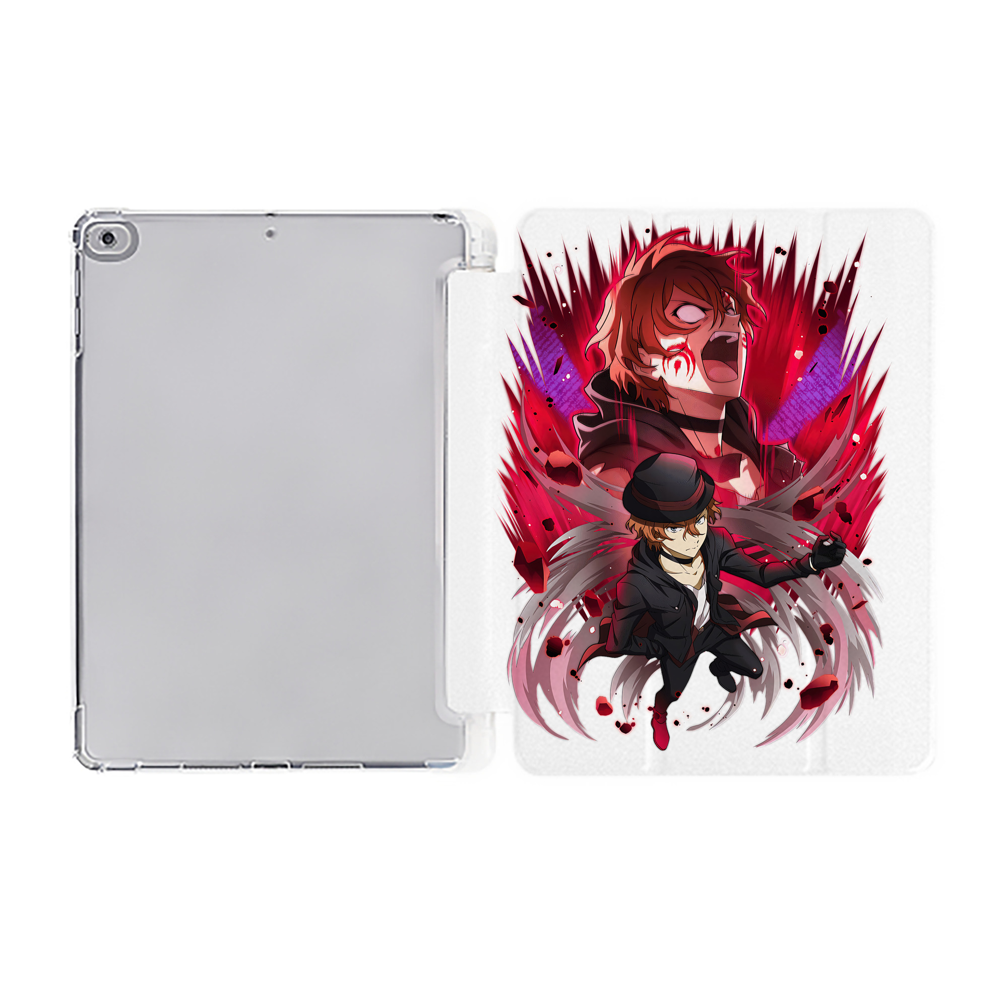（画像用） 文豪ストレイドッグス Bungo Stray Dogs IPad ケース ペン収納付き 三つ折りスタンド PUレザー×シリコン 対応機種9.5/10.5/10.9インチ
